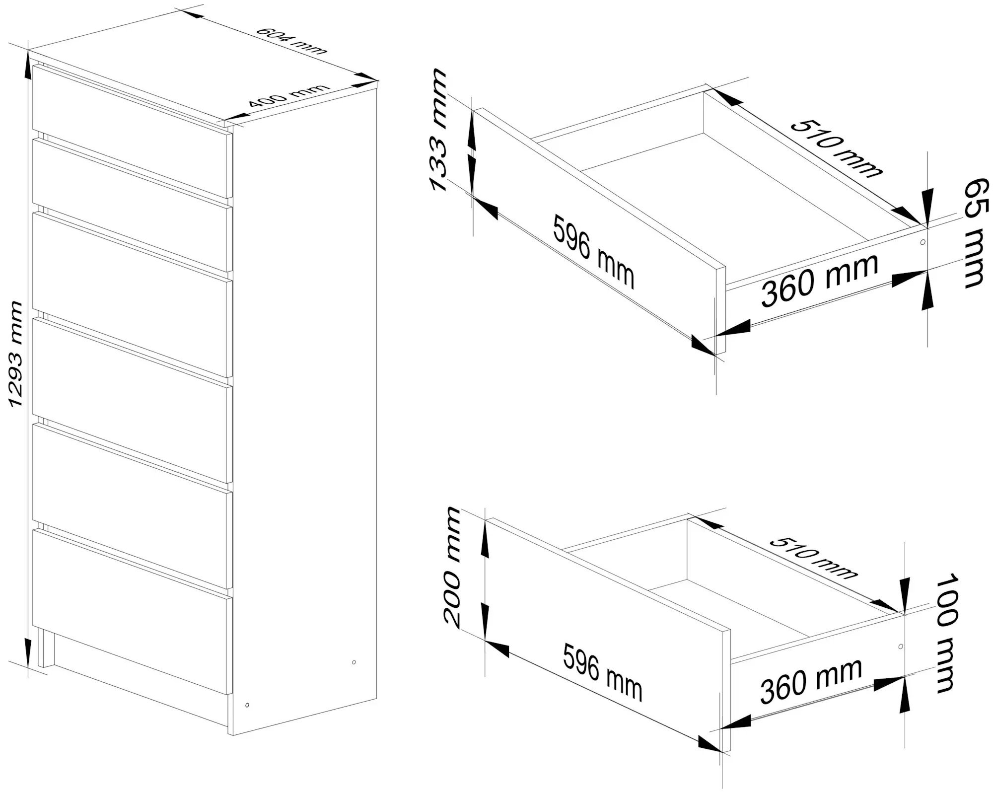 Comoda Akord K60 6SZ (Sonoma Oak/White)