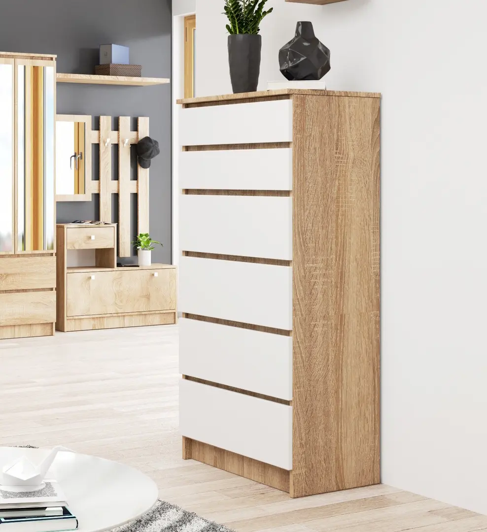 Comoda Akord K60 6SZ (Sonoma Oak/White)