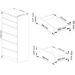 Comoda Akord K60 6SZ (White/Black Gloss) Thumb