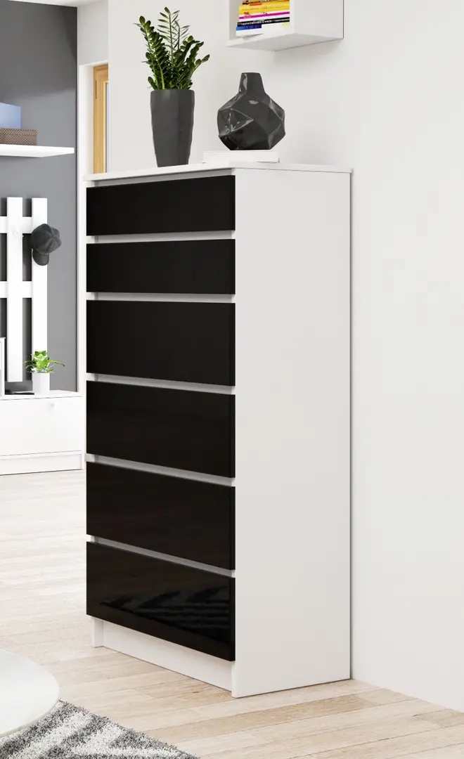Comoda Akord K60 6SZ (White/Black Gloss)