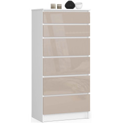 Comoda Akord K60 6SZ (White/Cappuccino Gloss) Thumb