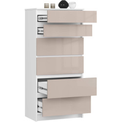 Comoda Akord K60 6SZ (White/Cappuccino Gloss) Thumb