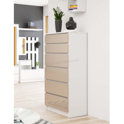 Comoda Akord K60 6SZ (White/Cappuccino Gloss)