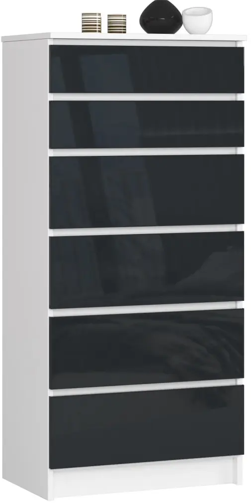 Комод Akord K60 6SZ (White/Graphite Gloss)