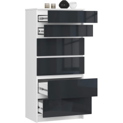 Комод Akord K60 6SZ (White/Graphite Gloss) Thumb