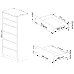 Комод Akord K60 6SZ (White/Graphite Gloss) Thumb