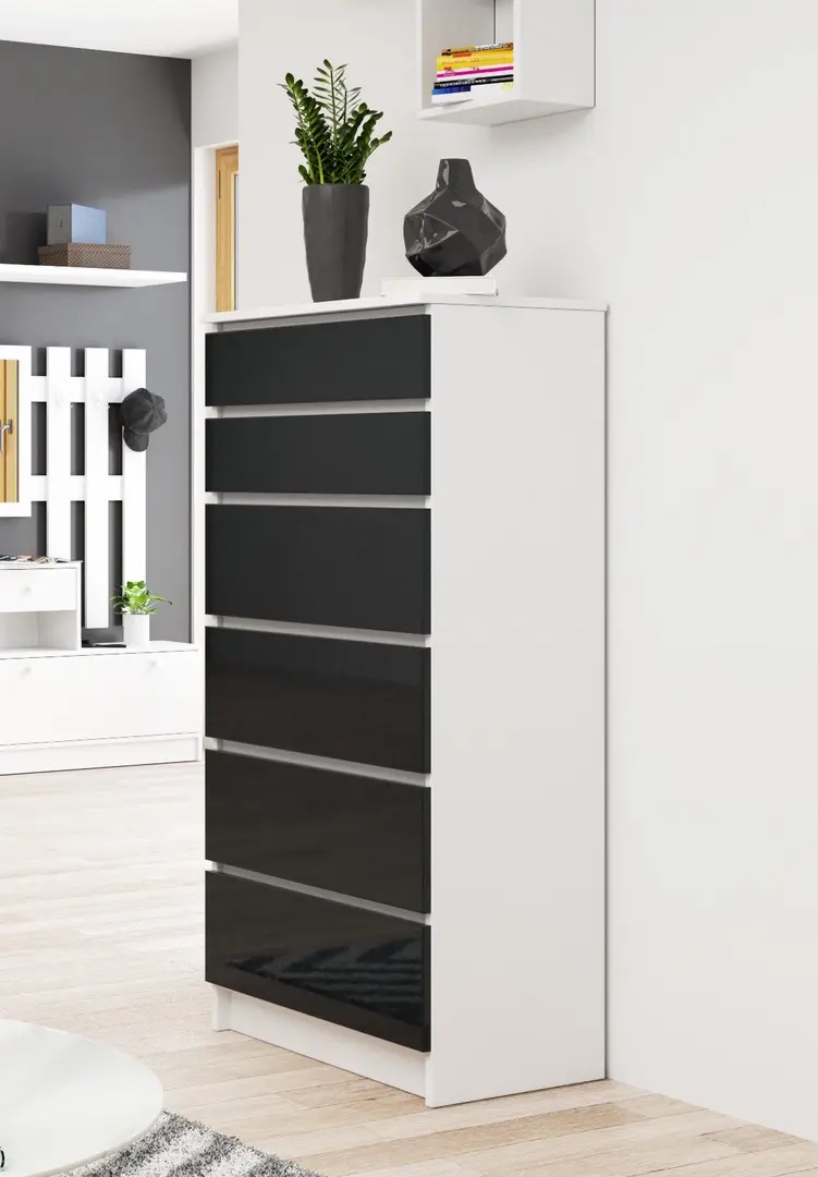 Комод Akord K60 6SZ (White/Graphite Gloss)