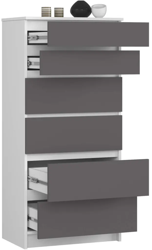 Comoda Akord K60 6SZ (White/Graphite Grey)