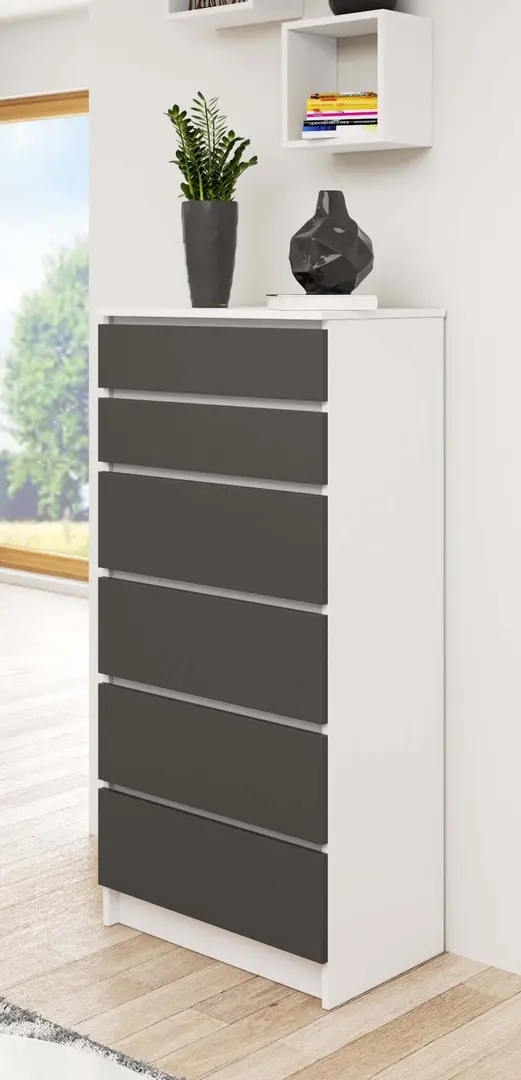Comoda Akord K60 6SZ (White/Graphite Grey)
