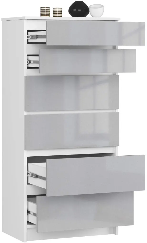 Комод Akord K60 6SZ (White/Metallic Gloss)