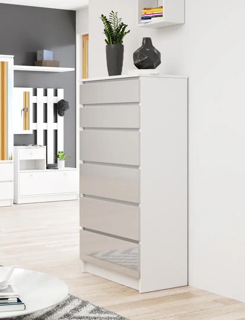 Комод Akord K60 6SZ (White/Metallic Gloss)