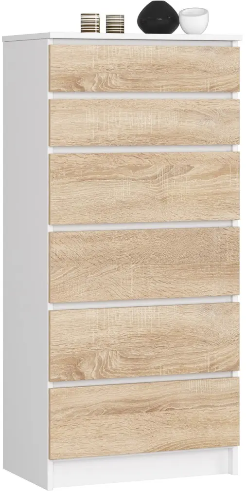 Комод Akord K60 6SZ (White/Sonoma Oak)