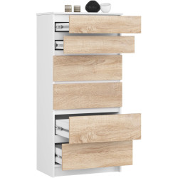 Комод Akord K60 6SZ (White/Sonoma Oak) Thumb