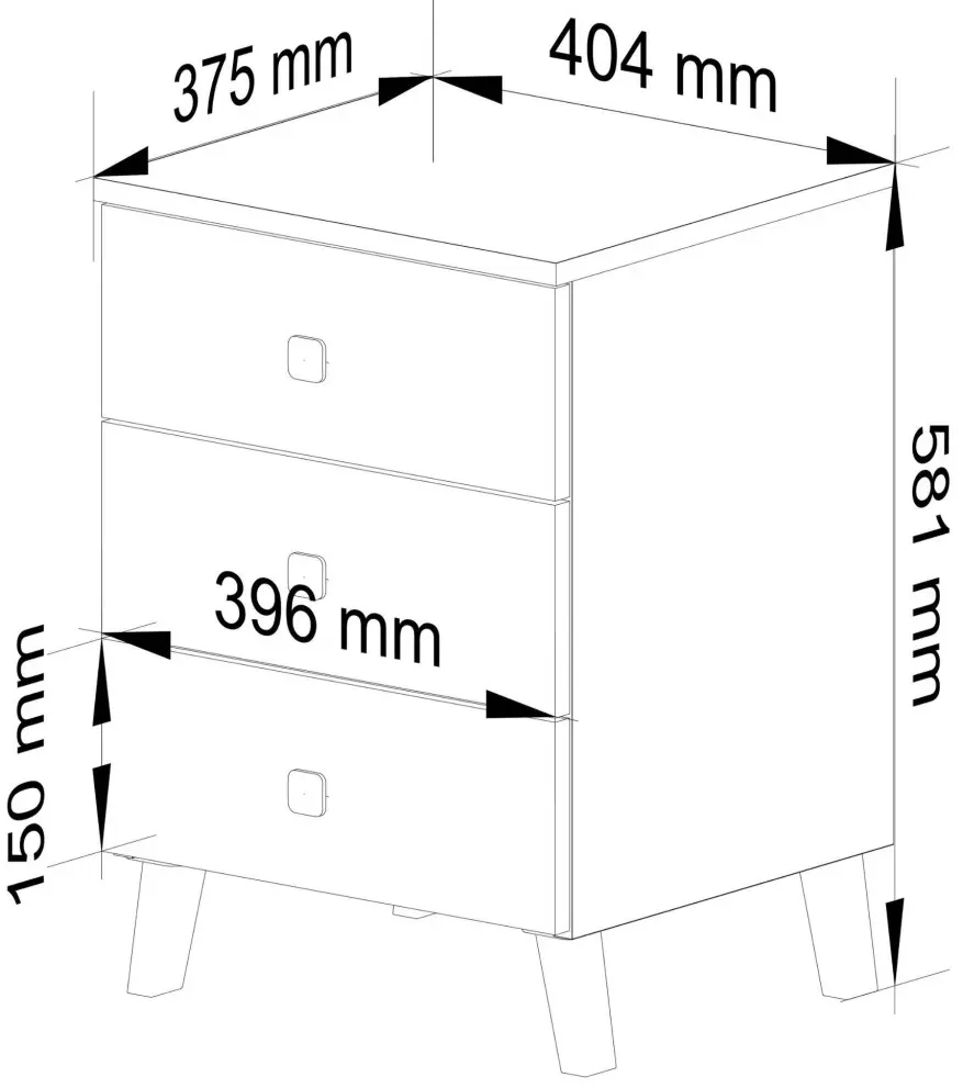 Комод Akord Mobi 40см 3SZ (White/Black)