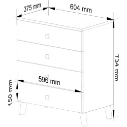 Comoda Akord Mobi 60cm 4SZ (Cashmere/Gold) Thumb