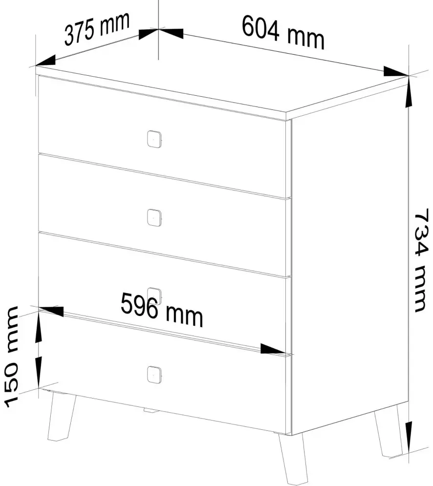 Comoda Akord Mobi 60cm 4SZ (Cashmere/Gold)