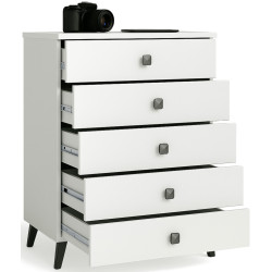 Comoda Akord Mobi 60cm 5SZ (White/Black) Thumb