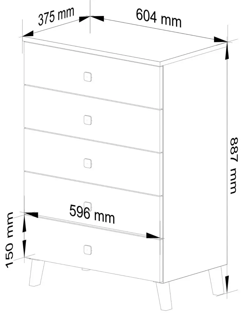 Comoda Akord Mobi 60cm 5SZ (White/Black)