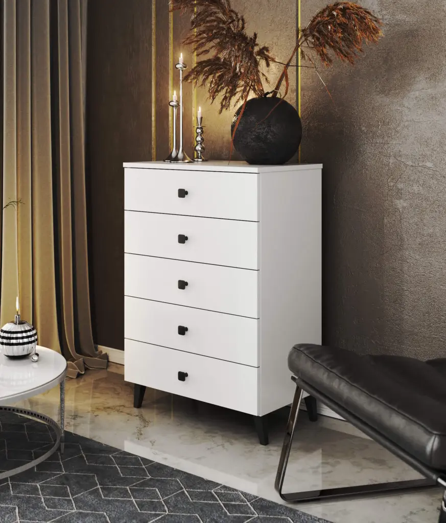 Comoda Akord Mobi 60cm 5SZ (White/Black)