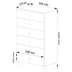 Comoda Akord Mobi 60cm 6SZ (Cashmere/Gold) Thumb