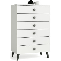 Comoda Akord Mobi 60cm 6SZ (White/Black) Thumb