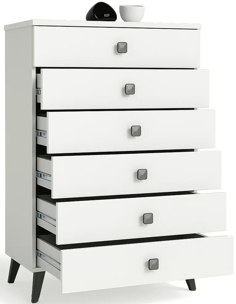 Comoda Akord Mobi 60cm 6SZ (White/Black)