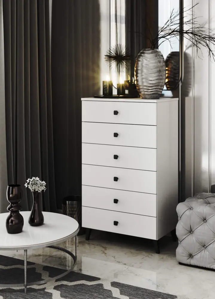 Comoda Akord Mobi 60cm 6SZ (White/Black)