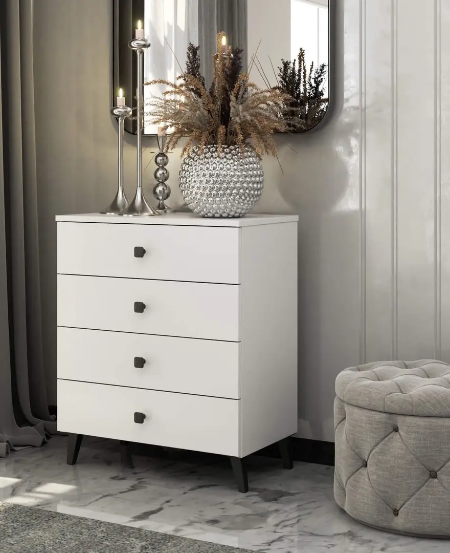 Comoda Akord Mobi K-04 60cm 4SZ (White/Black)