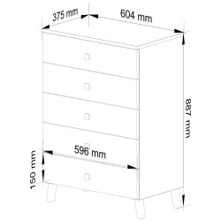 Comoda Akord Mobi K60 5SZ (Cashmere/Gold) Thumb