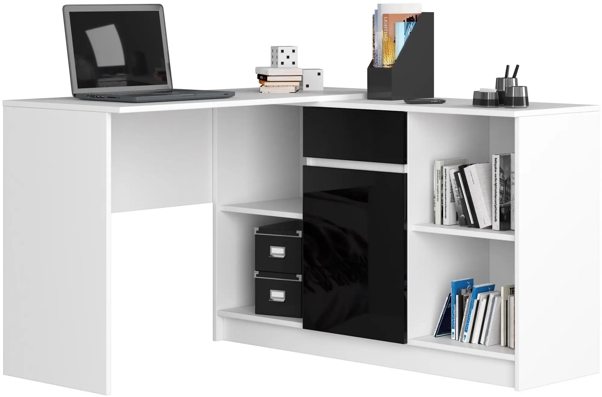 Tumba Akord B-17 120cm 1D 1SZ (White/Black Gloss)