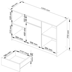 Тумба Akord B-17 120см 1D 1SZ (White/Glossy White) Thumb