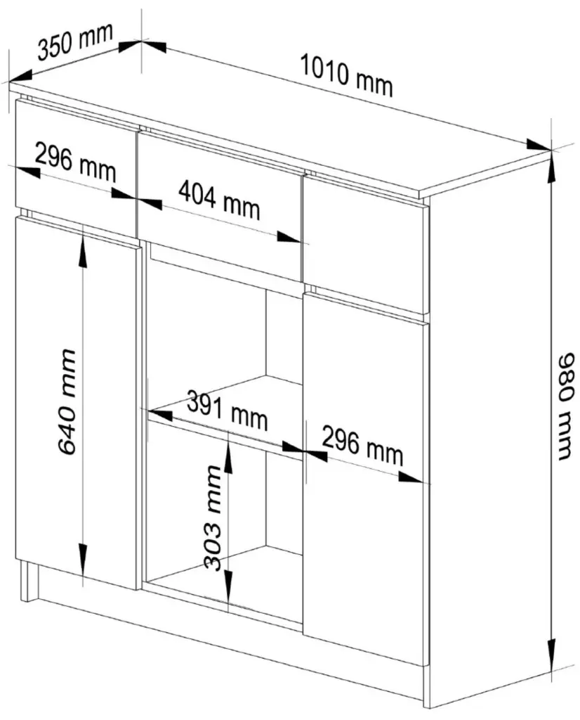 Тумба Akord K100 2D 3SZ 1P (Artisan Oak)