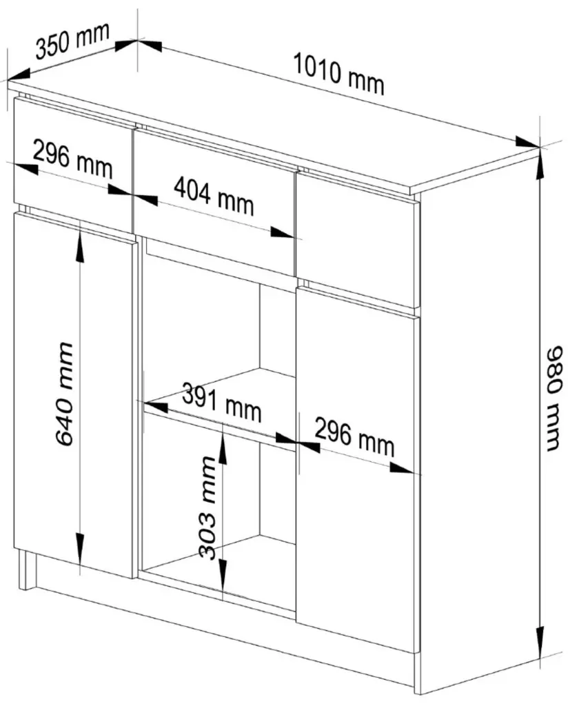 Tumba Akord K100 2D 3SZ 1P (Concrete/White)
