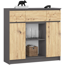 Tumba Akord K100 2D 3SZ 1P (Graphite Grey/Artisan Oak) Thumb