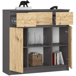 Tumba Akord K100 2D 3SZ 1P (Graphite Grey/Artisan Oak) Thumb