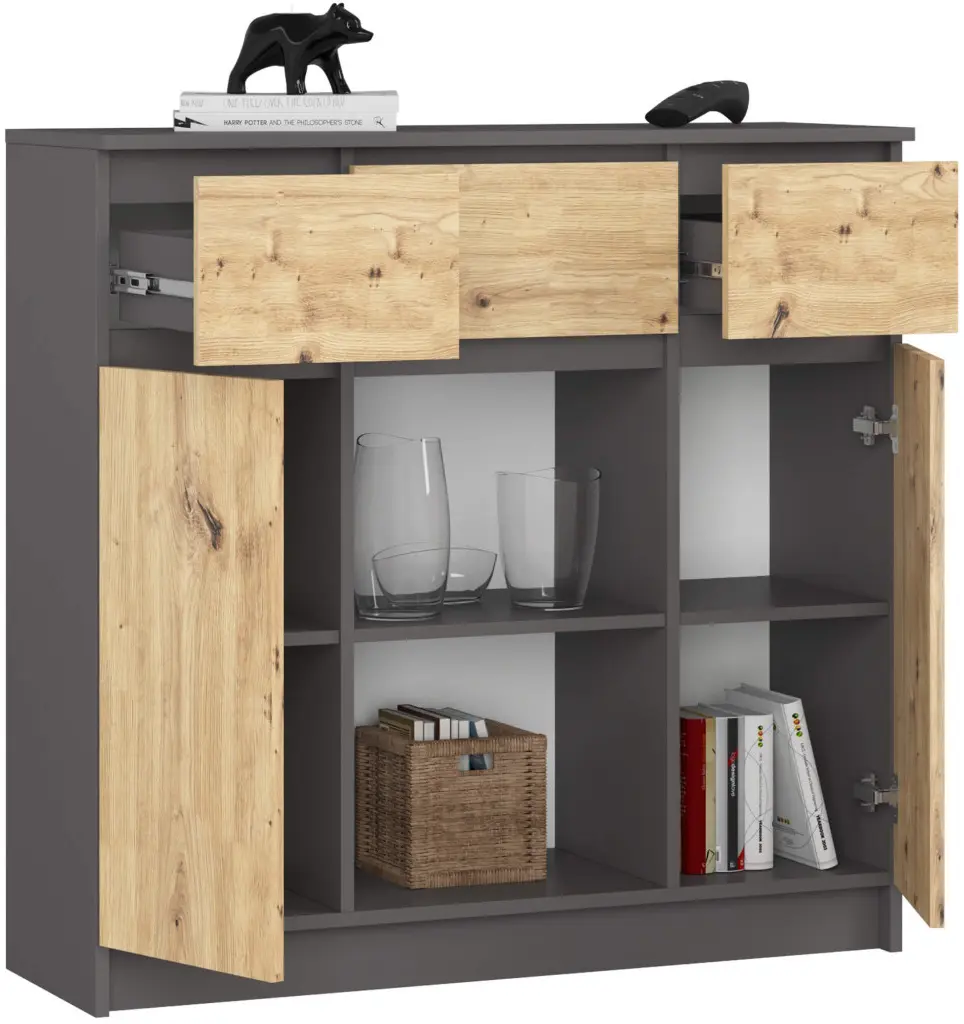 Tumba Akord K100 2D 3SZ 1P (Graphite Grey/Artisan Oak)