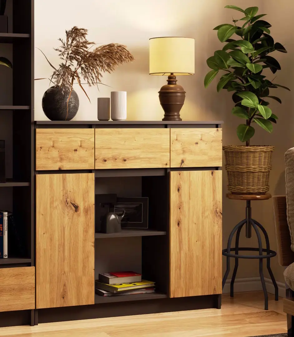 Tumba Akord K100 2D 3SZ 1P (Graphite Grey/Artisan Oak)