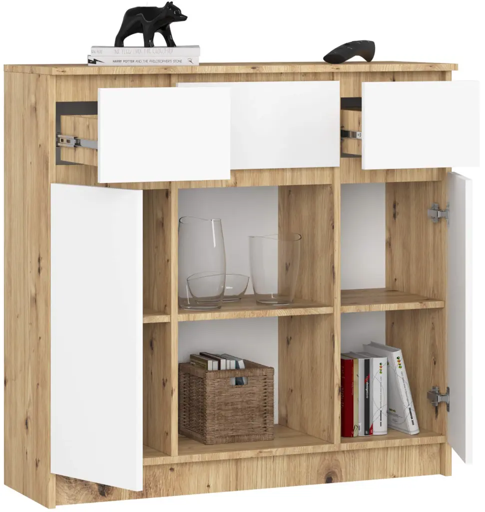 Tumba Akord K101 2D 3SZ 6P (White/Artisan Oak)