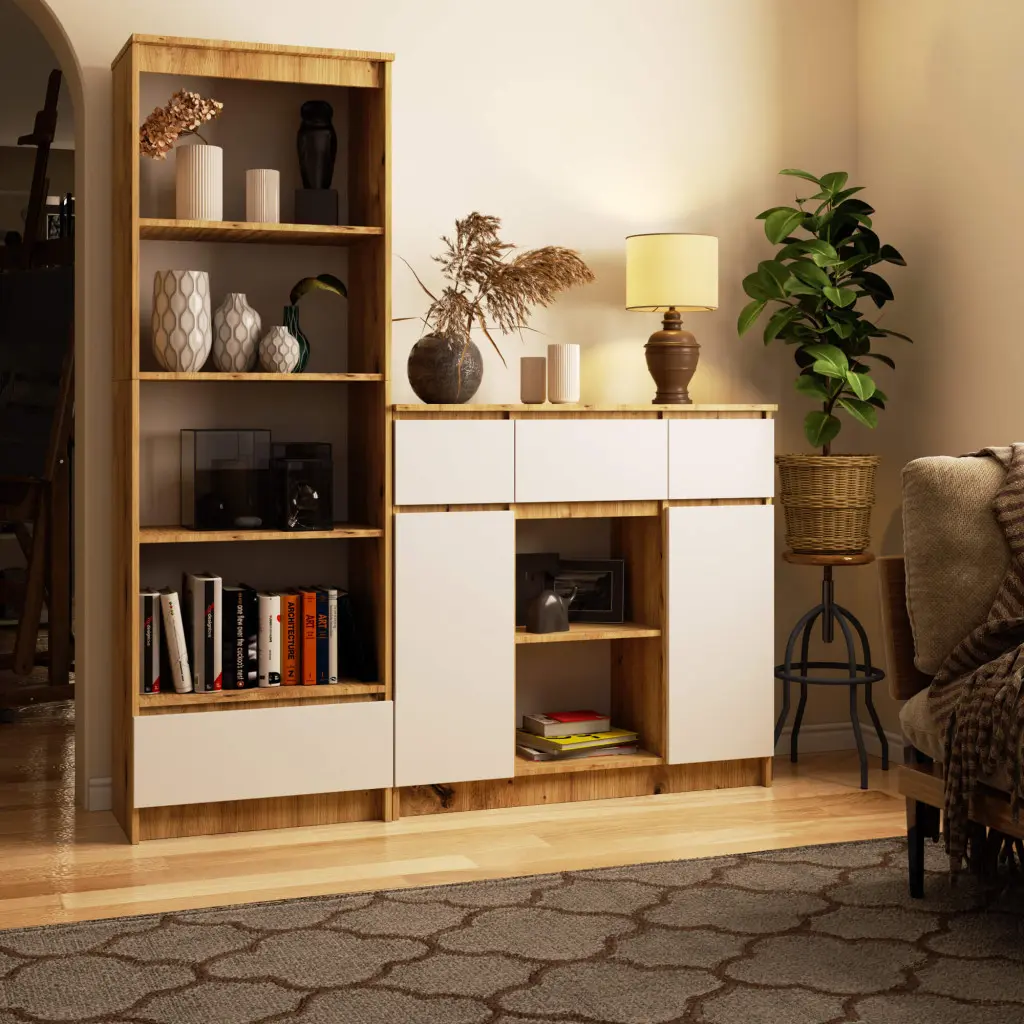 Tumba Akord K101 2D 3SZ 6P (White/Artisan Oak)