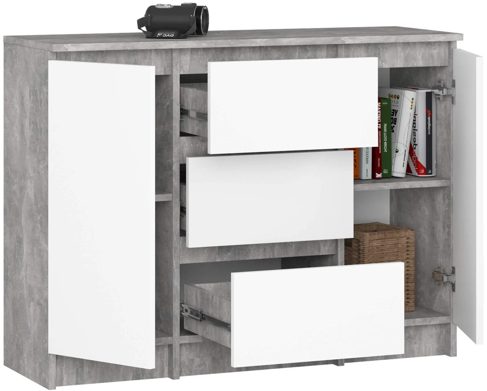 Тумба Akord K100 2D 3SZ (Concrete/White)