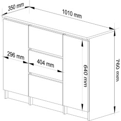 Тумба Akord K100 2D 3SZ (Concrete/White) Thumb
