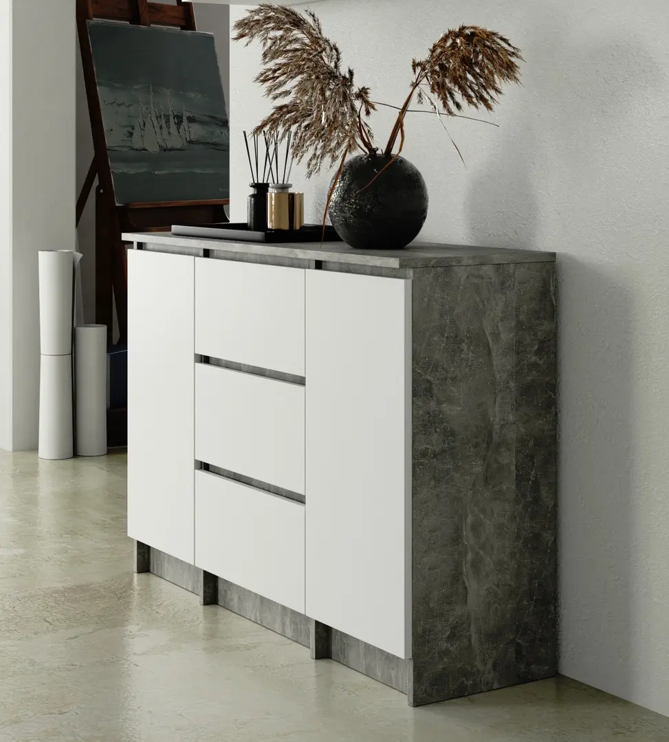 Тумба Akord K100 2D 3SZ (Concrete/White)