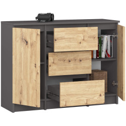 Tumba Akord K100 2D 3SZ (Graphite Grey/Artisan Oak) Thumb