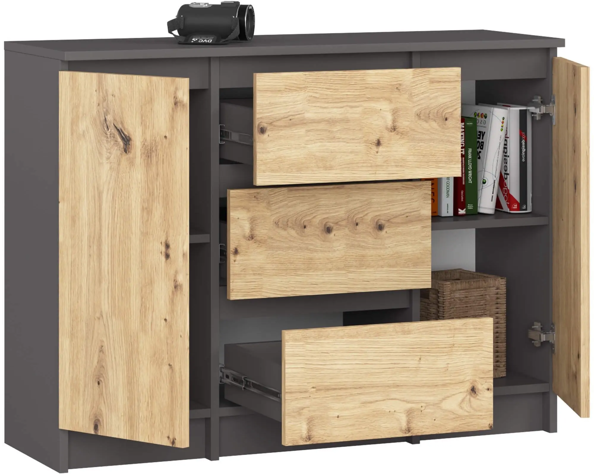 Tumba Akord K100 2D 3SZ (Graphite Grey/Artisan Oak)