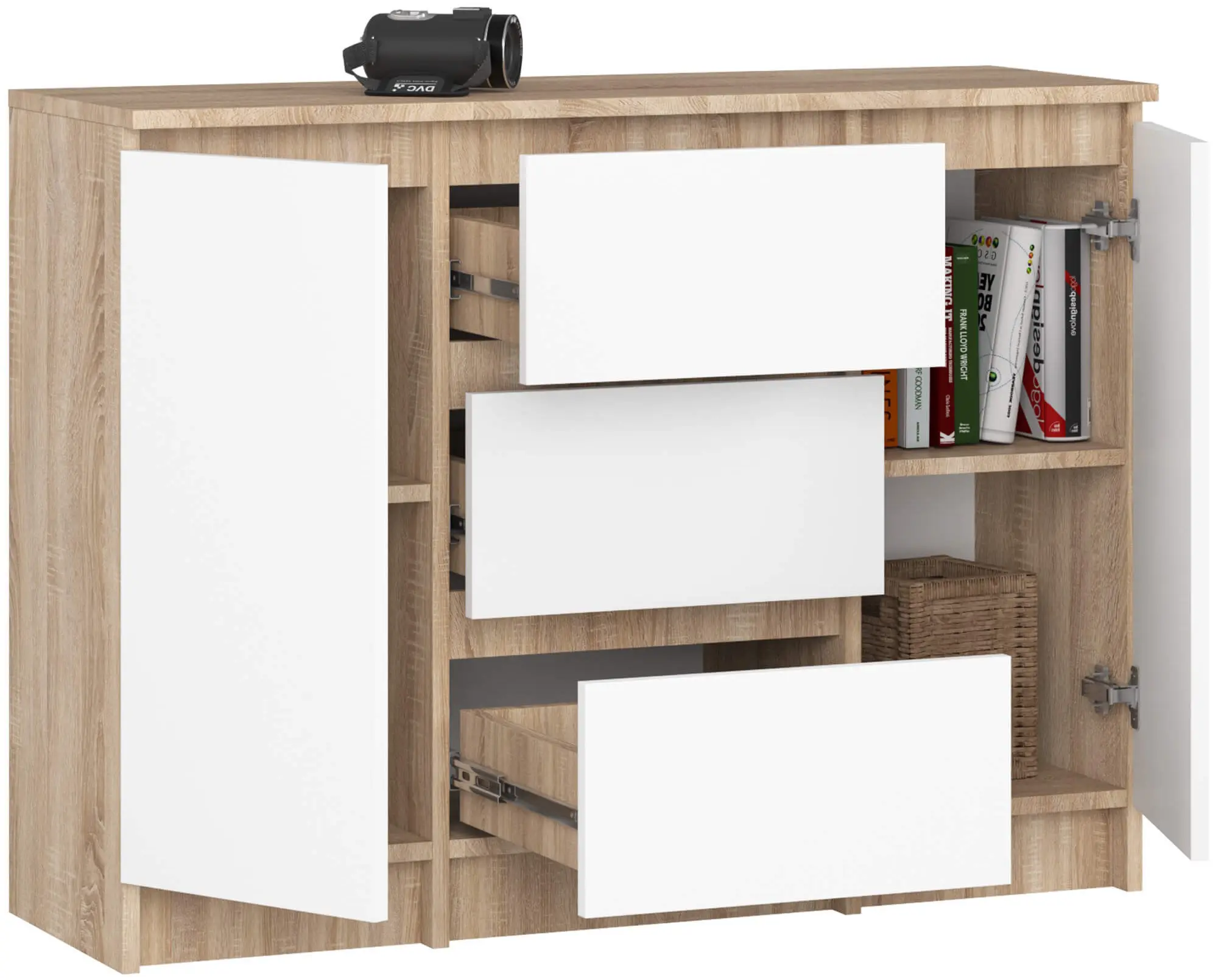 Tumba Akord K100 2D 3SZ (Sonoma Oak/White)