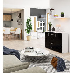 Tumba Akord K110 2D 4SZ (Black Gloss/White)