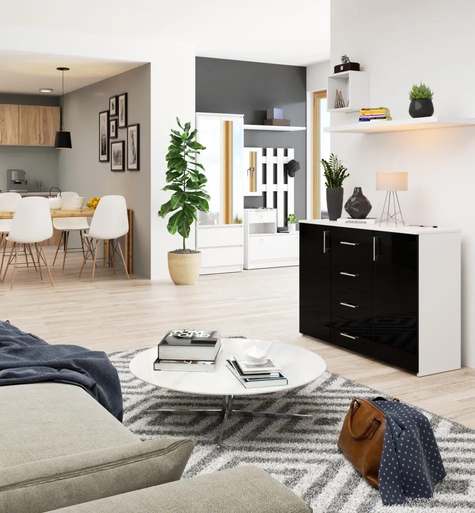 Tumba Akord K110 2D 4SZ (Black Gloss/White)