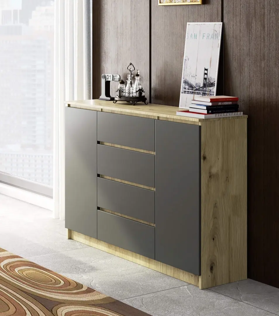 Tumba Akord K140 2D 4SZ (Artisan Oak/Graphite Grey)