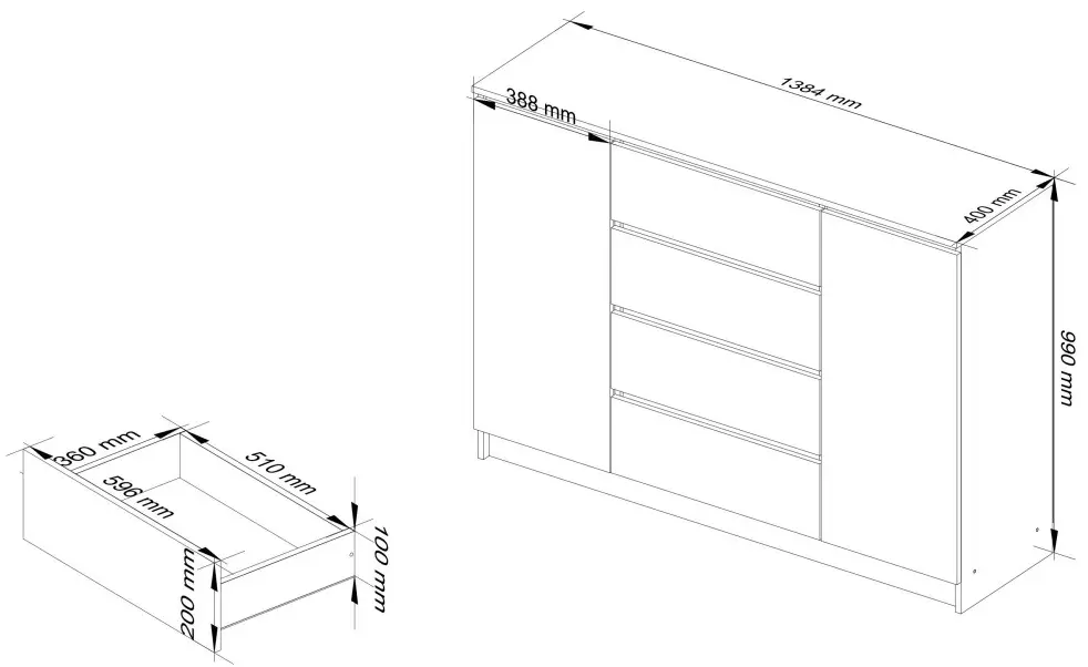 Тумба Akord K140 2D 4SZ (Sonoma Oak)