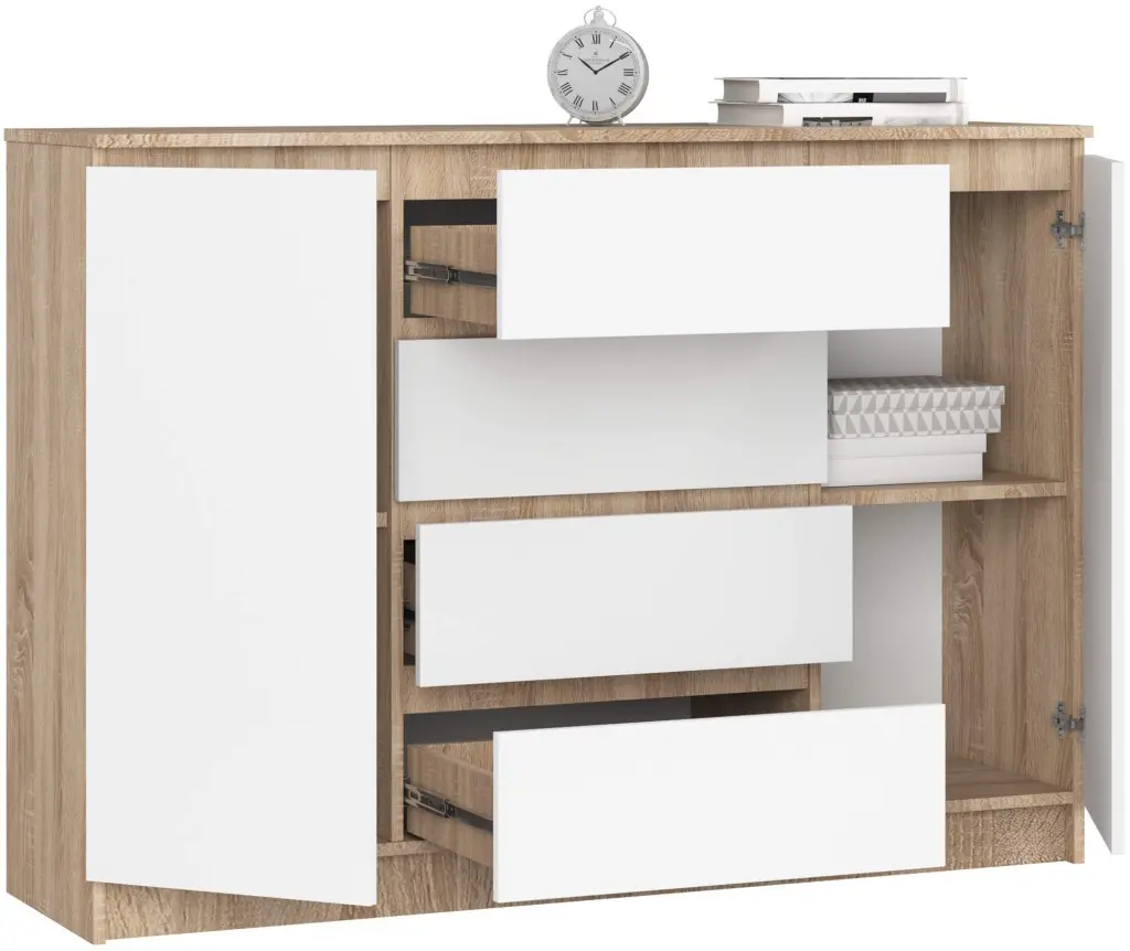 Тумба Akord K140 2D 4SZ (Sonoma Oak/White)